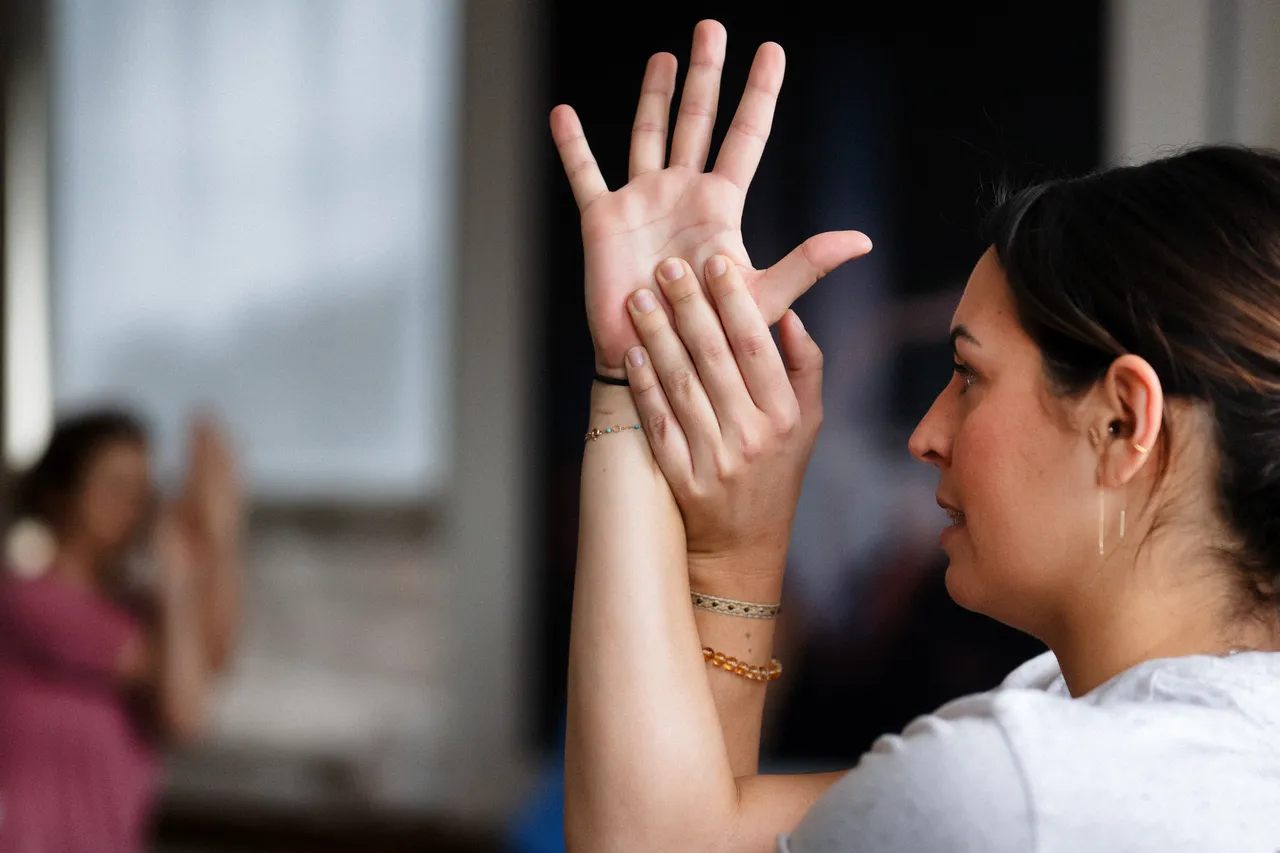 Yoga practitioner in a studio class
